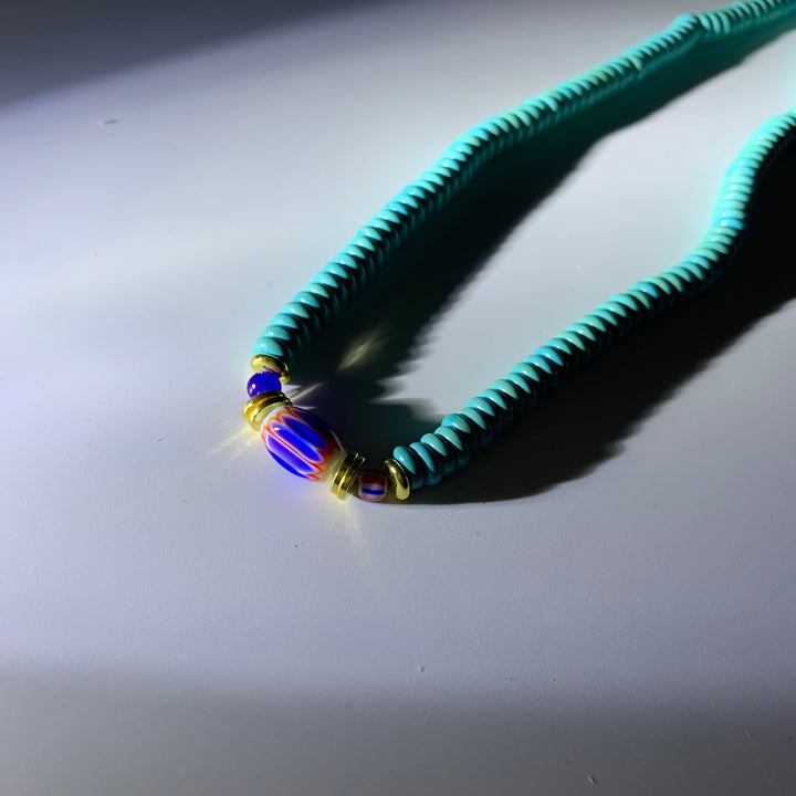 Turquoise Colourful Glazed Beads Necklace