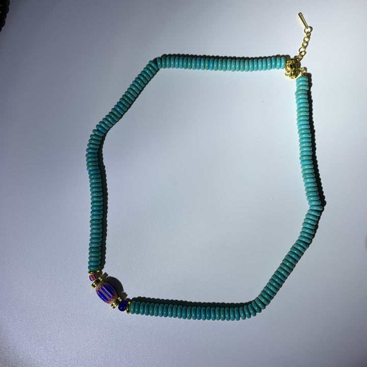 Turquoise Colourful Glazed Beads Necklace